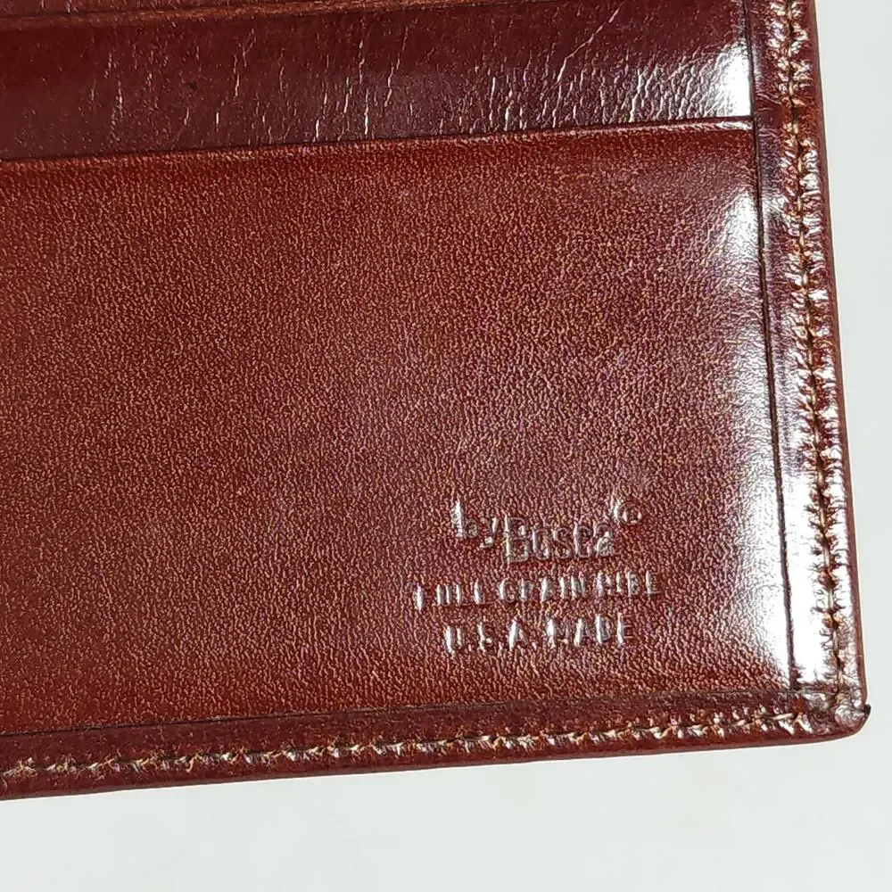 Bosca Men's Old Full Grain Leather Brown Slim Bifold Wallet